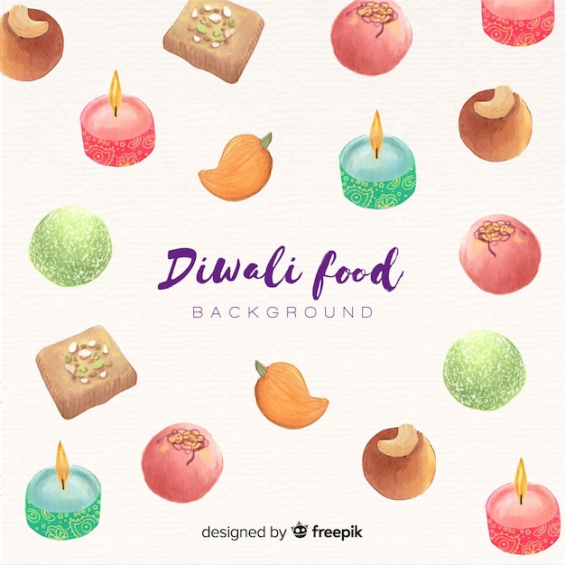 Fondo de acuarela de comida de diwali