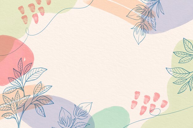 Fondo de acuarela creativa con flores dibujadas
