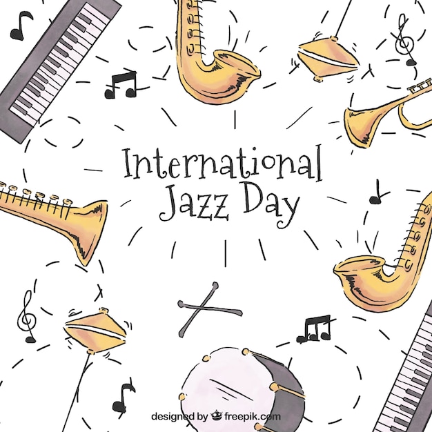 Vector gratuito fondo de acuarela para el día internacional de jazz