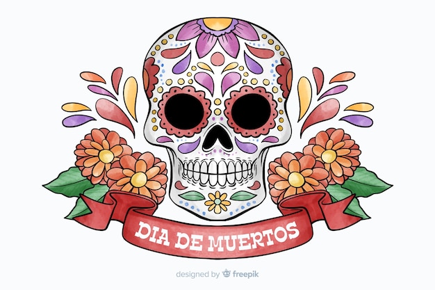 Vector gratuito fondo acuarela dia de muertos