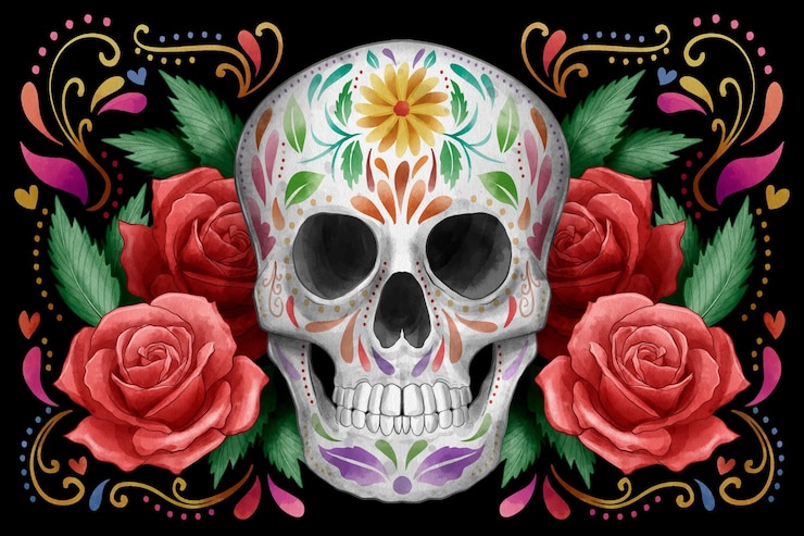 Vector gratuito fondo acuarela dia de muertos