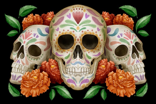 Vector gratuito fondo acuarela dia de muertos