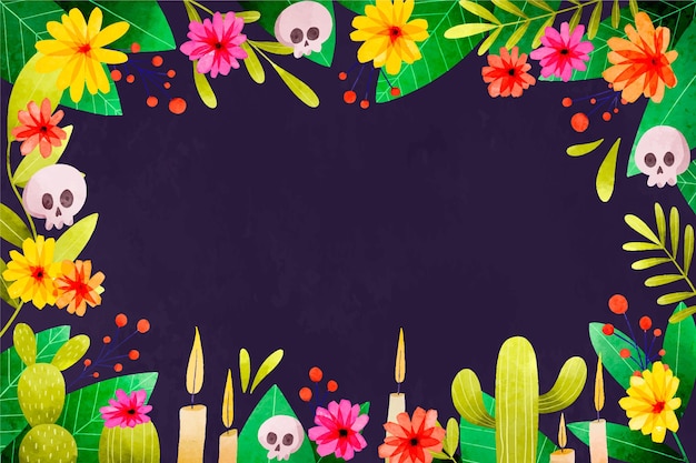 Vector gratuito fondo acuarela dia de muertos