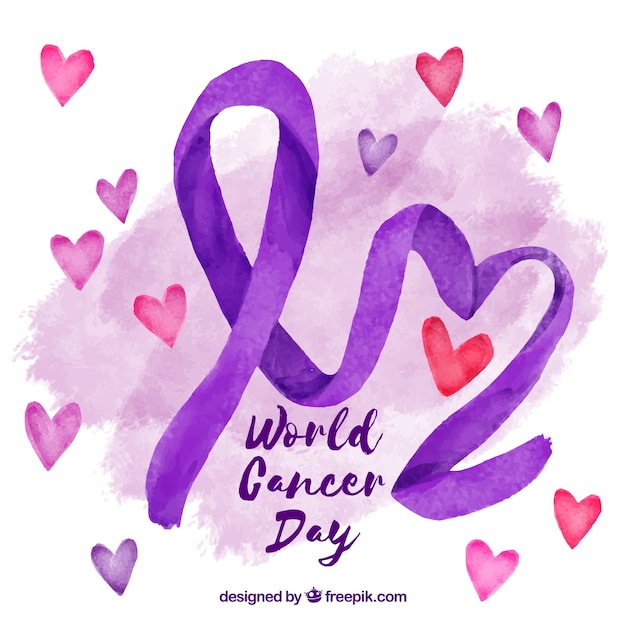 Vector gratuito fondo de acuarela del día mundial del cáncer