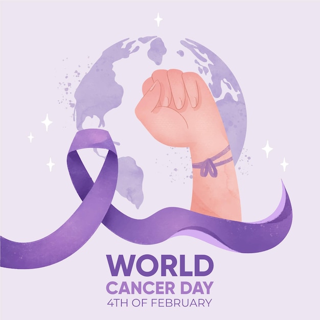 Vector gratuito fondo de acuarela día mundial del cáncer