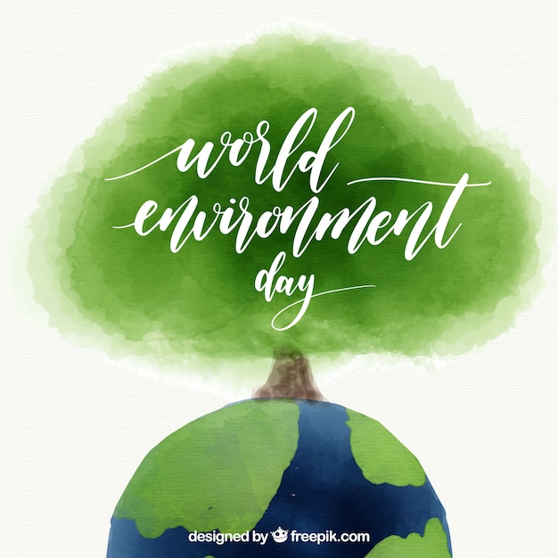 Vector gratuito fondo de acuarela para el día mundial del medioambiente