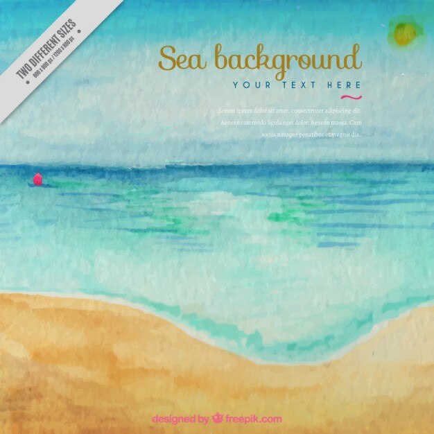 Fondo de acuarela de día soleado en la playa