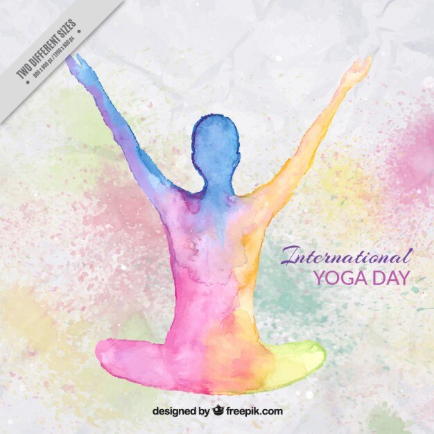 Vector gratuito fondo en acuarela del día del yoga