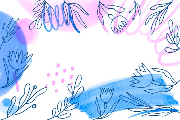 Fondo de acuarela con elementos dibujados a mano