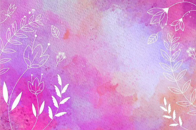 Fondo de acuarela con elementos dibujados a mano