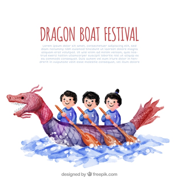 Fondo de acuarela del festival del bote del dragón 