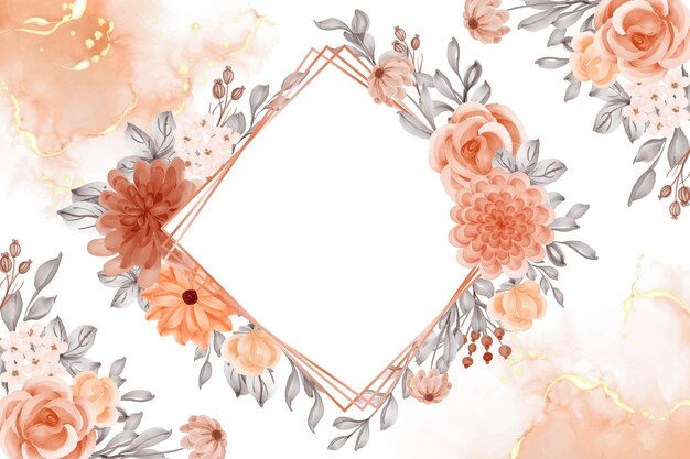 Fondo de acuarela flor naranja tema de otoño con espacio en blanco