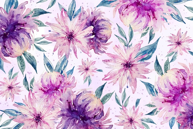 Vector gratuito fondo acuarela floral con colores suaves