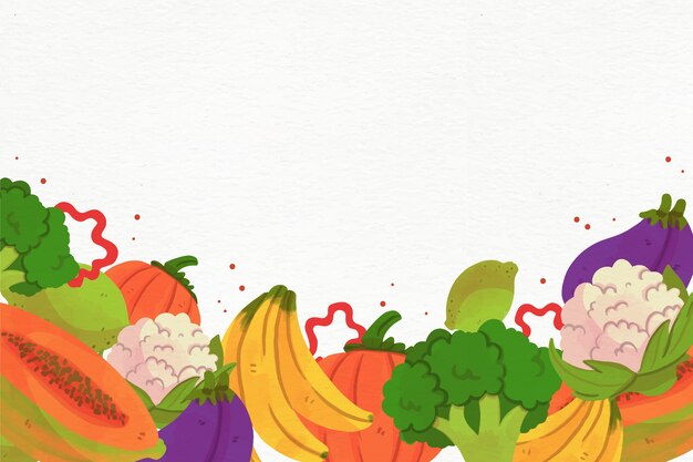 Fondo acuarela de frutas y verduras