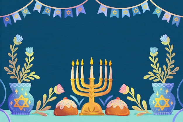 Vector gratuito fondo de acuarela de hanukkah