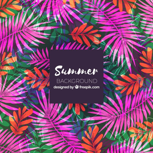 Fondo de acuarela con hojas tropicales coloridos
