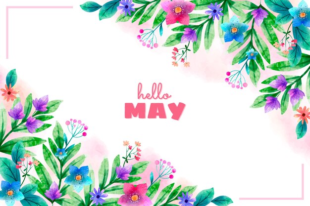 Fondo de acuarela hola mayo y banner