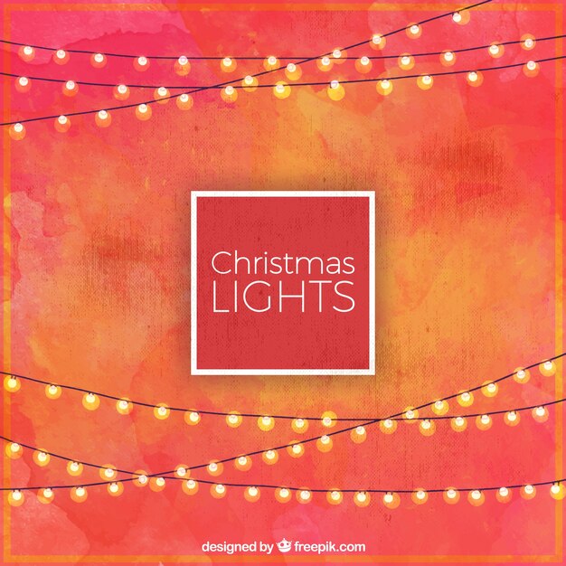 Fondo de acuarela con luces de navidad 