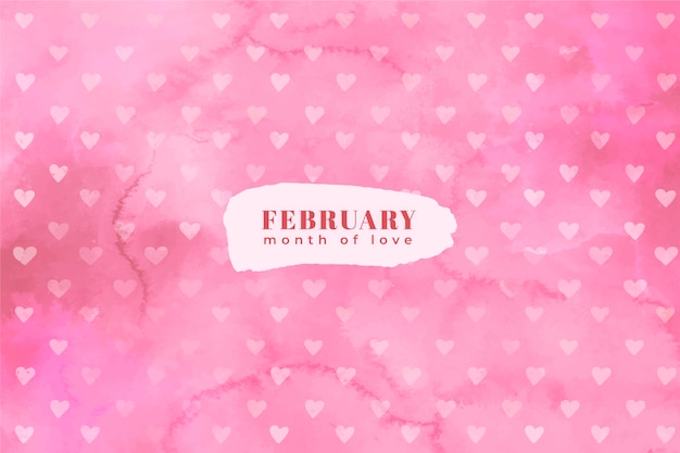 Vector gratuito fondo de acuarela del mes de febrero del amor