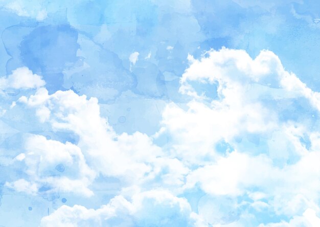 Fondo de acuarela con nubes pintadas