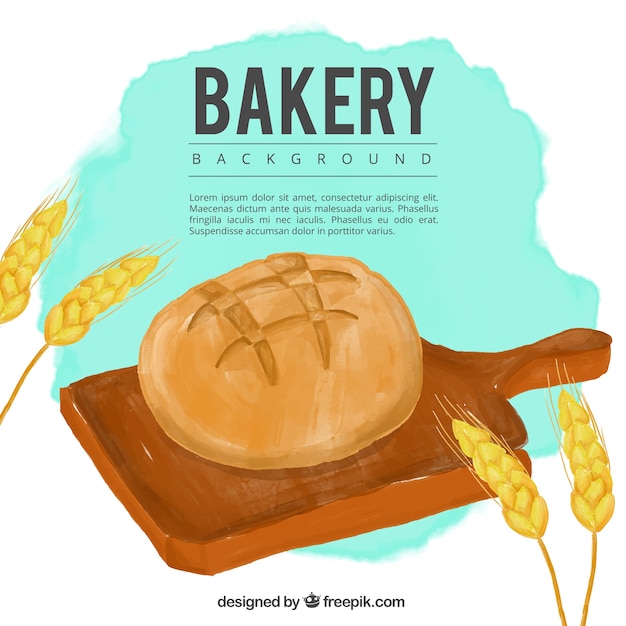 Fondo de acuarela de pan delicioso con trigo