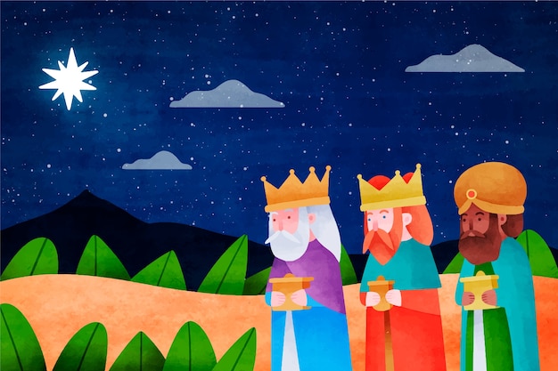 Vector gratuito fondo de acuarela para reyes magos