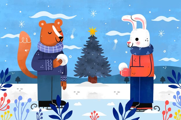 Fondo de acuarela para la temporada de invierno