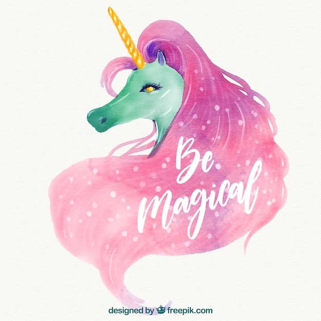 Fondo de acuarela de unicornio y texto 