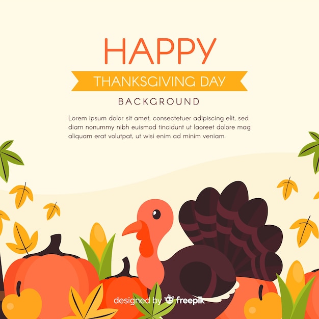 Vector gratuito fondo adorable del día de acción de gracias con diseño plano