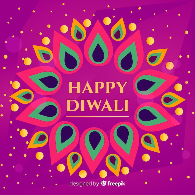 Vector gratuito fondo adorable de diwali con diseño plano