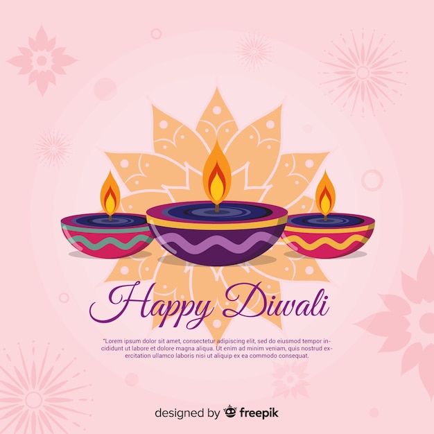 Vector gratuito fondo adorable de diwali con diseño plano