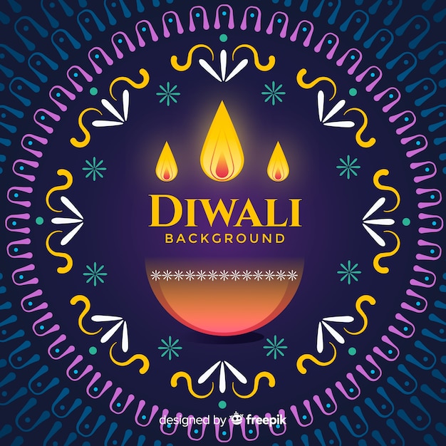 Vector gratuito fondo adorable de diwali con diseño plano