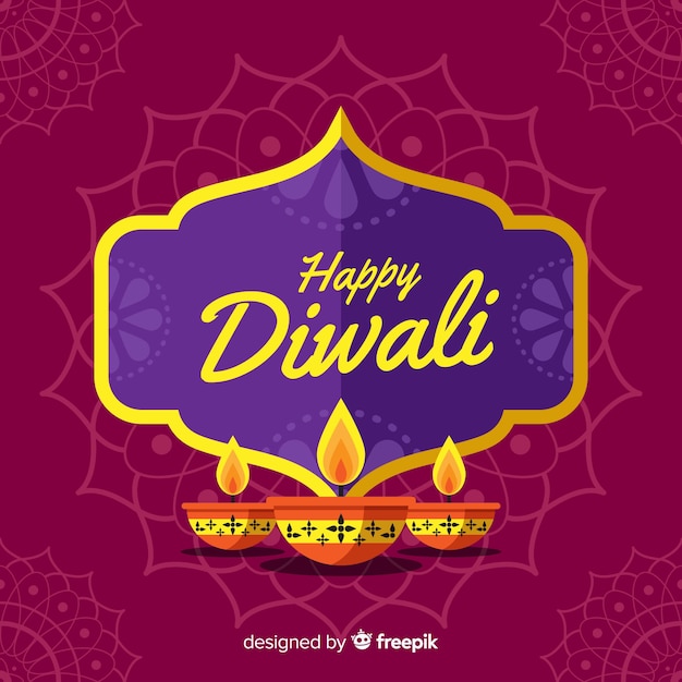 Vector gratuito fondo adorable de diwali con diseño plano