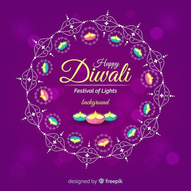 Fondo adorable de diwali con diseño plano