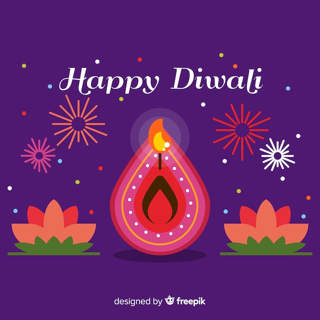 Fondo adorable de diwali con diseño plano