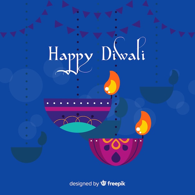 Fondo adorable de diwali con diseño plano