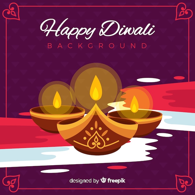 Vector gratuito fondo adorable de diwali con diseño plano