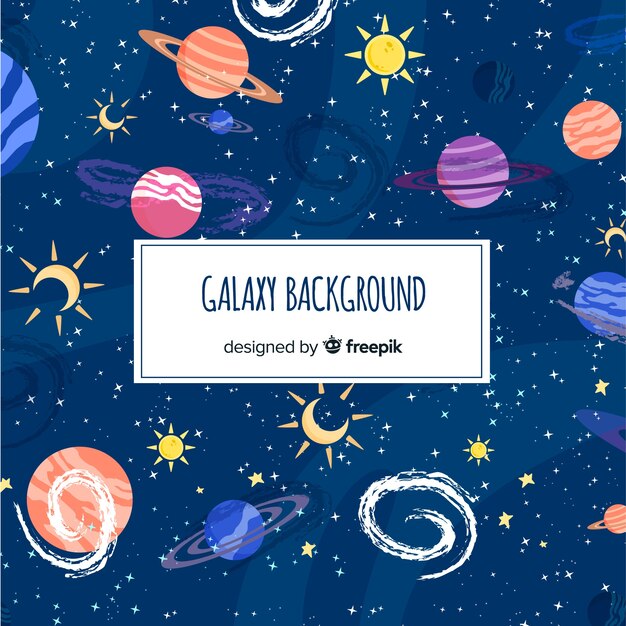 Fondo adorable de galaxia dibujada a mano