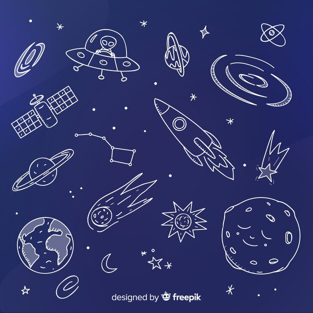Fondo adorable de galaxia dibujada a mano