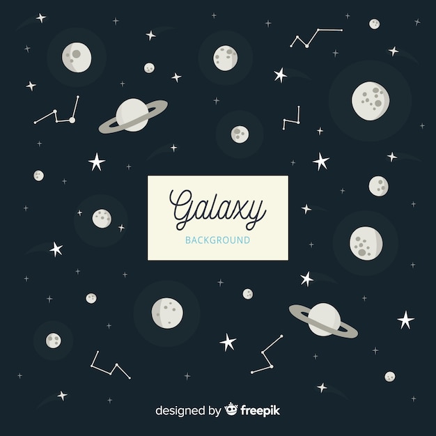 Vector gratuito fondo adorable de galaxia dibujado a mano