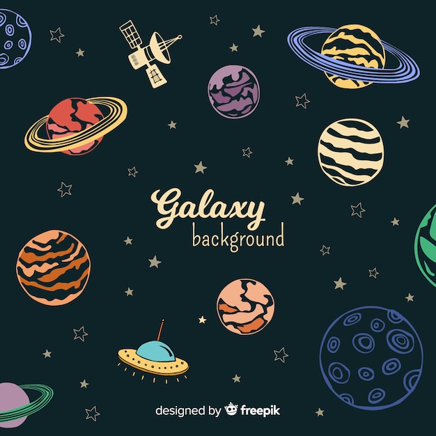 Fondo adorable de galaxia dibujado a mano