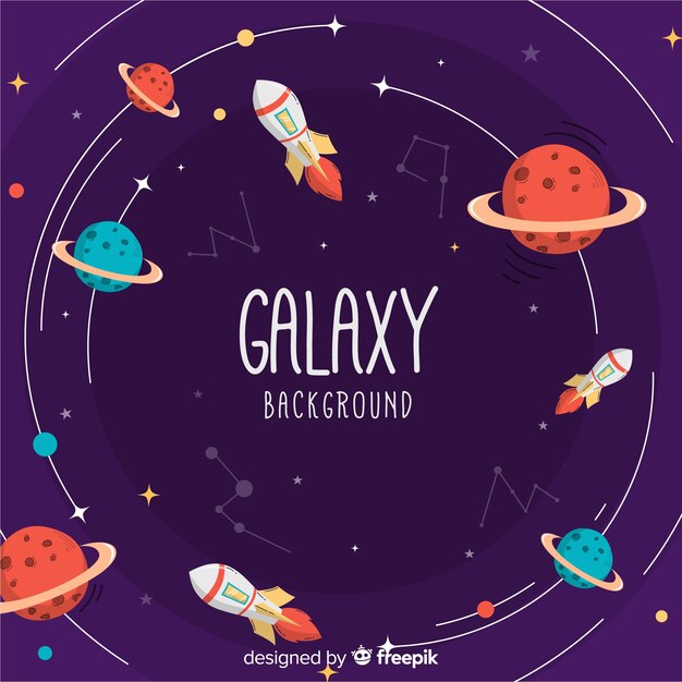 Fondo adorable de galaxia dibujado a mano