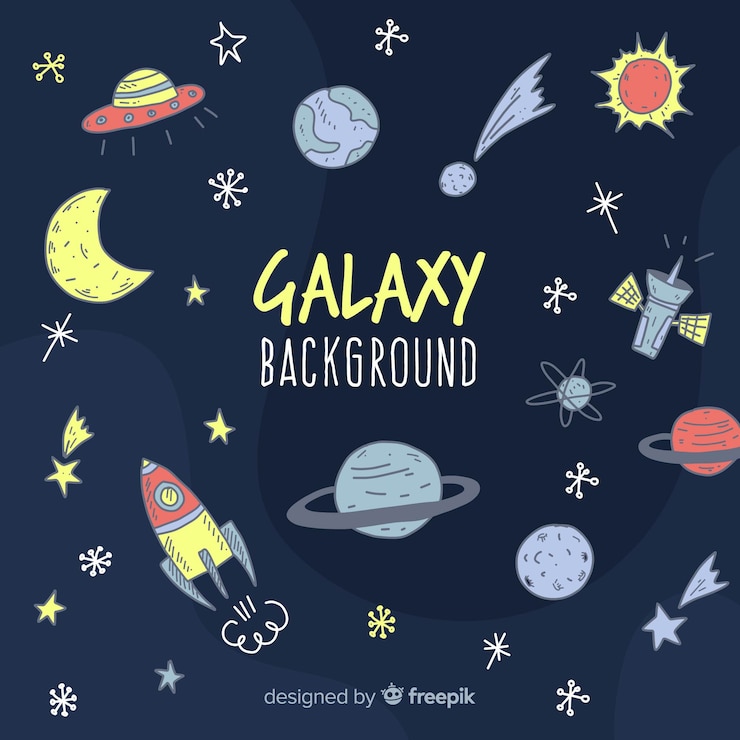 Vector gratuito fondo adorable de galaxia dibujado a mano