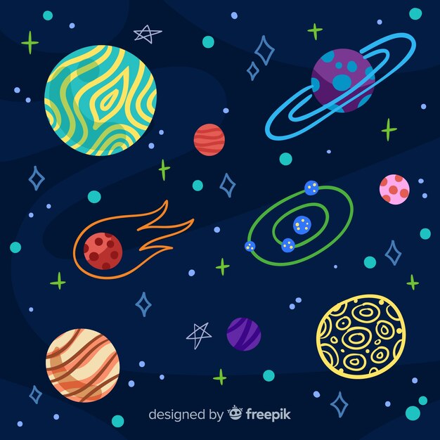 Fondo adorable de galaxia dibujado a mano