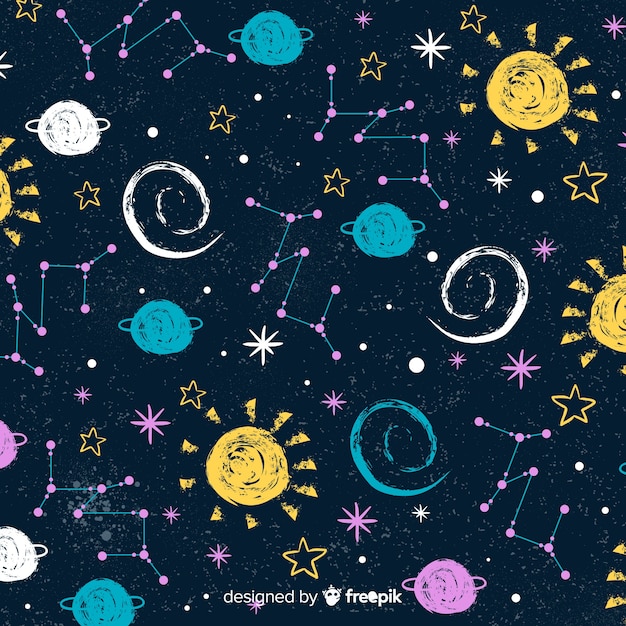 Fondo adorable de galaxia dibujado a mano