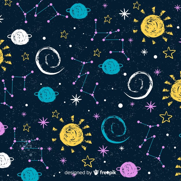 Fondo adorable de galaxia dibujado a mano