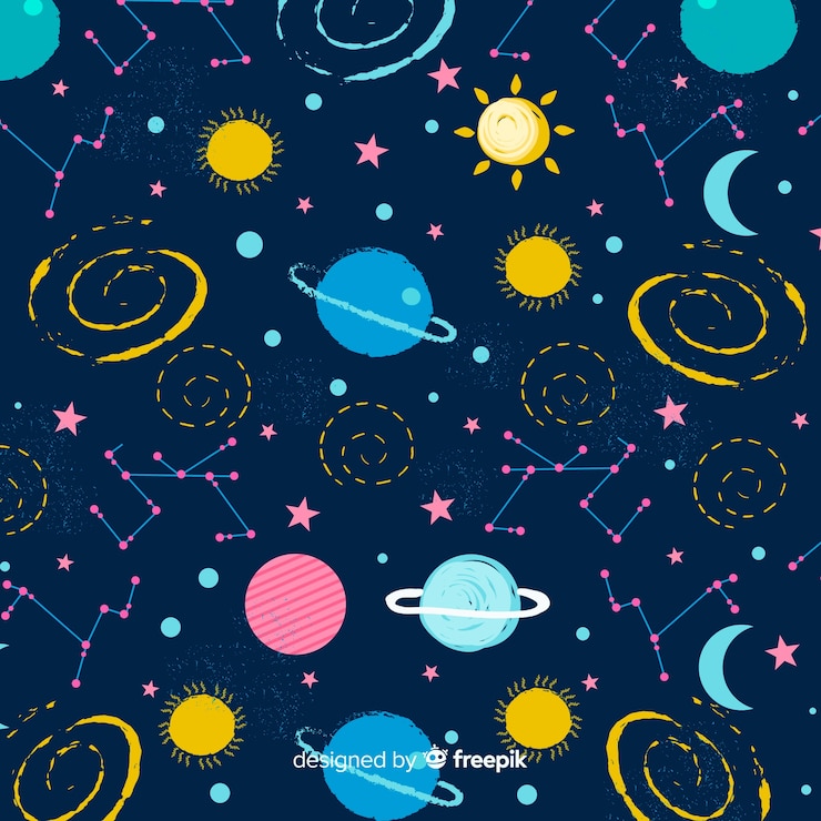 Vector gratuito fondo adorable de galaxia dibujado a mano