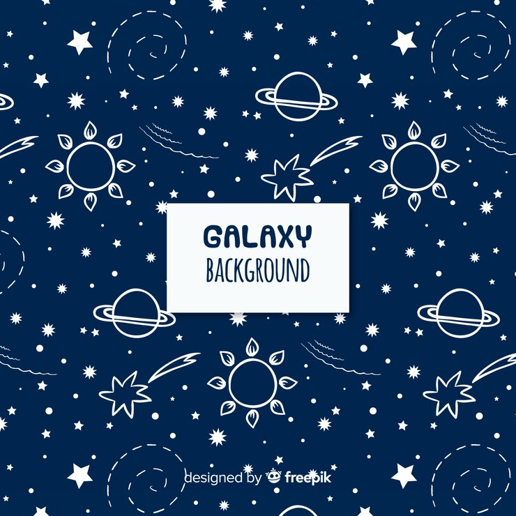 Vector gratuito fondo adorable de galaxia dibujado a mano