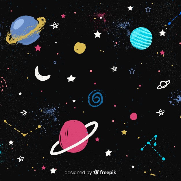 Fondo adorable de galaxia dibujado a mano