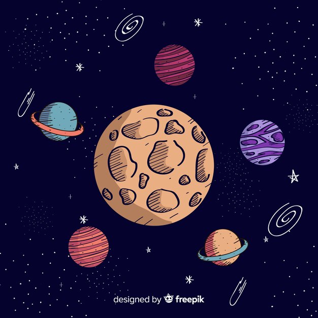 Fondo adorable de galaxia dibujado a mano